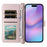 For iPhone Air Case with Shoulder  /  Wrist Strap Leather Phone Cover Stand Wallet - Pink - 4
