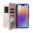 For iPhone 17 Case with Shoulder  /  Wrist Strap Leather Phone Cover Stand Wallet - Pink - 2