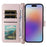 For iPhone 17 Case with Shoulder  /  Wrist Strap Leather Phone Cover Stand Wallet - Pink - 4