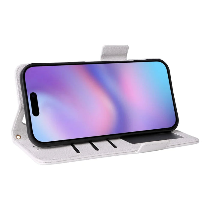 For iPhone Air Case with Wrist Strap Litchi Texture PU Leather Wallet Phone Cover - White - 4