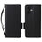 For iPhone 17 Case with Wrist Strap Litchi Texture PU Leather Wallet Phone Cover - Black - 1