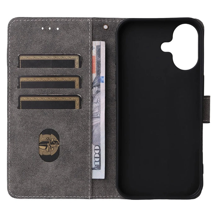 For iPhone 17 Case Wallet RFID Blocking PU Leather Phone Cover Stand with Strap - Black - 3