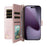 For iPhone 18 Pro / 17 Pro Case with Shoulder  /  Wrist Strap Leather Phone Cover Stand Wallet - Pink - 2