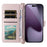 For iPhone 18 Pro / 17 Pro Case with Shoulder  /  Wrist Strap Leather Phone Cover Stand Wallet - Pink - 4