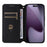 For iPhone 18 Pro / 17 Pro Case Wallet Rhombus Imprinted Leather Phone Cover - Black - 2