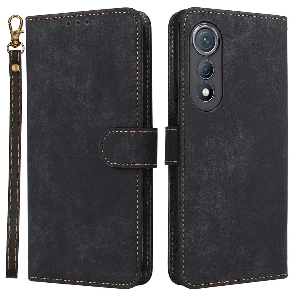 For TECNO Pova Curve 5G LJ8k Case Wallet RFID Blocking PU Leather Phone Cover Stand with Strap - Black - 1