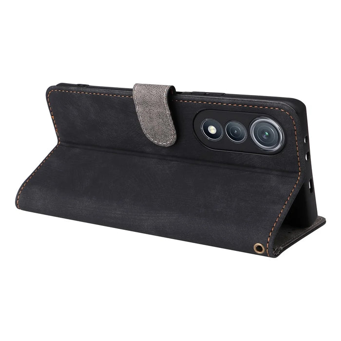 For TECNO Pova Curve 5G LJ8k Case Wallet RFID Blocking PU Leather Phone Cover Stand with Strap - Black - 5