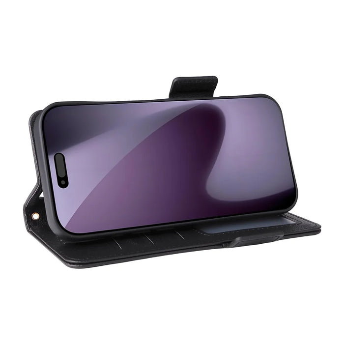 For iPhone 18 Pro Max / 17 Pro Max Case with Wrist Strap Litchi Texture PU Leather Wallet Phone Cover - Black - 4