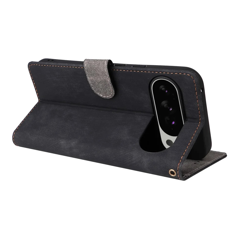 For Google Pixel 10 Pro XL Case Wallet RFID Blocking PU Leather Phone Cover Stand with Strap - Black - 5