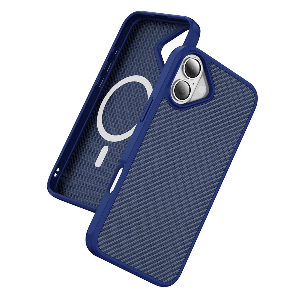 For iPhone 17 Case Carbon Fiber Texture PC + TPU Phone Cover Compatible with MagSafe - Blue - 2