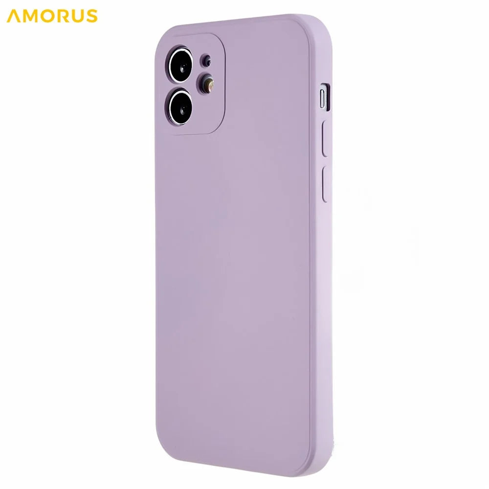 AMORUS For iPhone 12 Case Precise Cutouts TPU Fiber Lining Shockproof Phone Cover - Purple - 2
