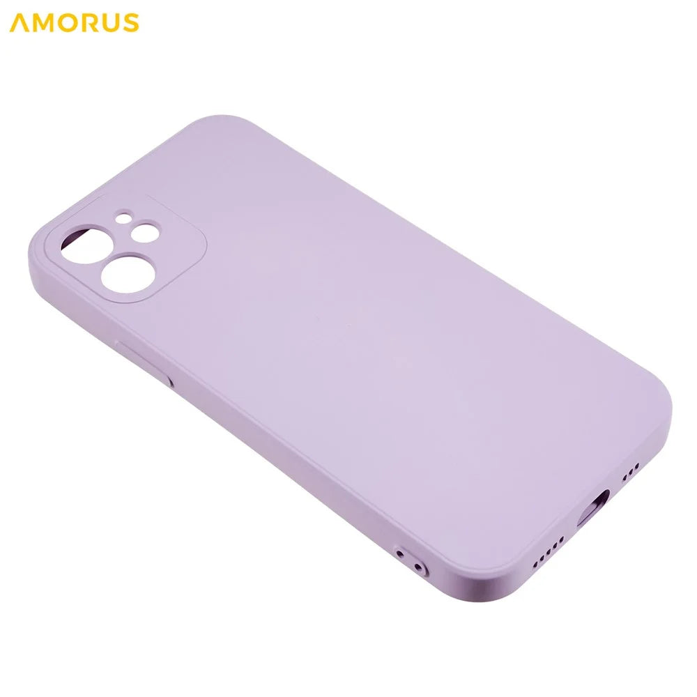 AMORUS For iPhone 12 Case Precise Cutouts TPU Fiber Lining Shockproof Phone Cover - Purple - 4