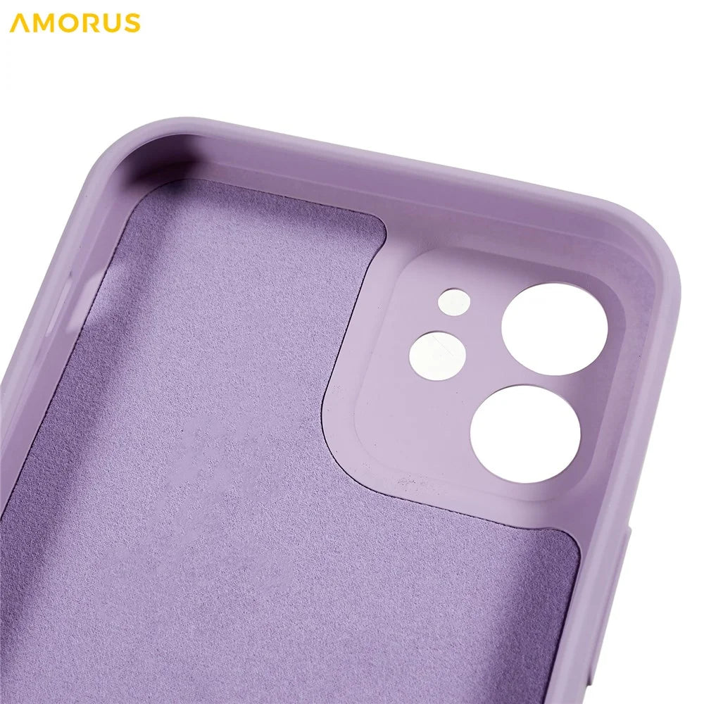 AMORUS For iPhone 12 Case Precise Cutouts TPU Fiber Lining Shockproof Phone Cover - Purple - 7