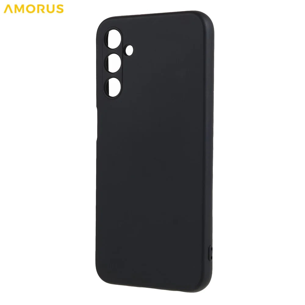 AMORUS For Samsung Galaxy A24 4G (162.1mm) Case Precise Cutouts TPU Fiber Lining Shockproof Phone Cover - Black - 2