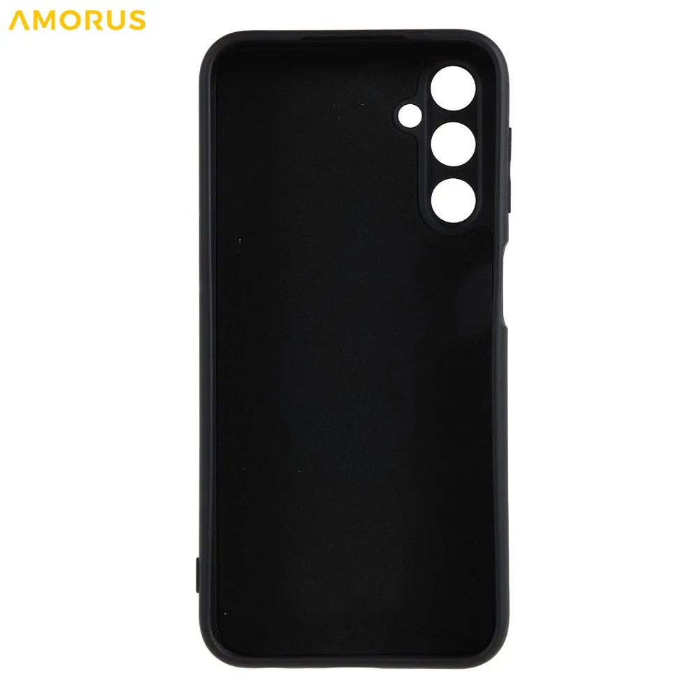 AMORUS For Samsung Galaxy A24 4G (162.1mm) Case Precise Cutouts TPU Fiber Lining Shockproof Phone Cover - Black - 3