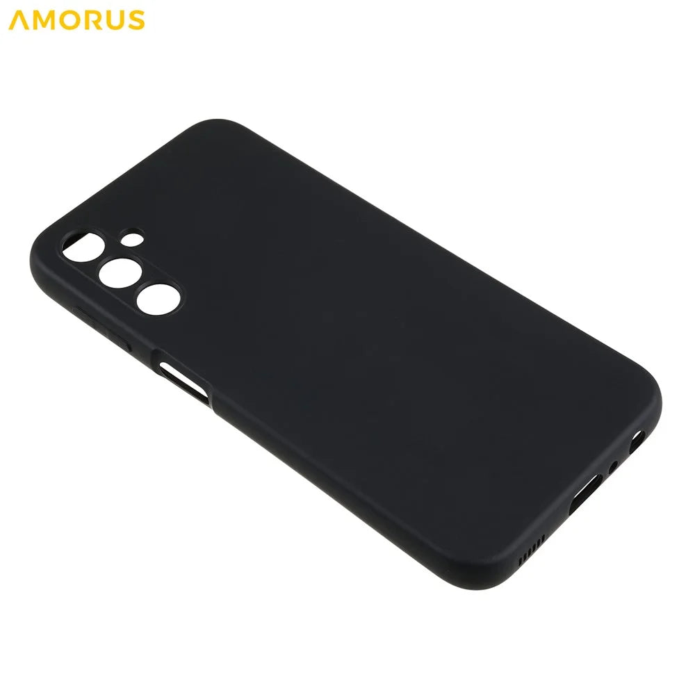 AMORUS For Samsung Galaxy A24 4G (162.1mm) Case Precise Cutouts TPU Fiber Lining Shockproof Phone Cover - Black - 4