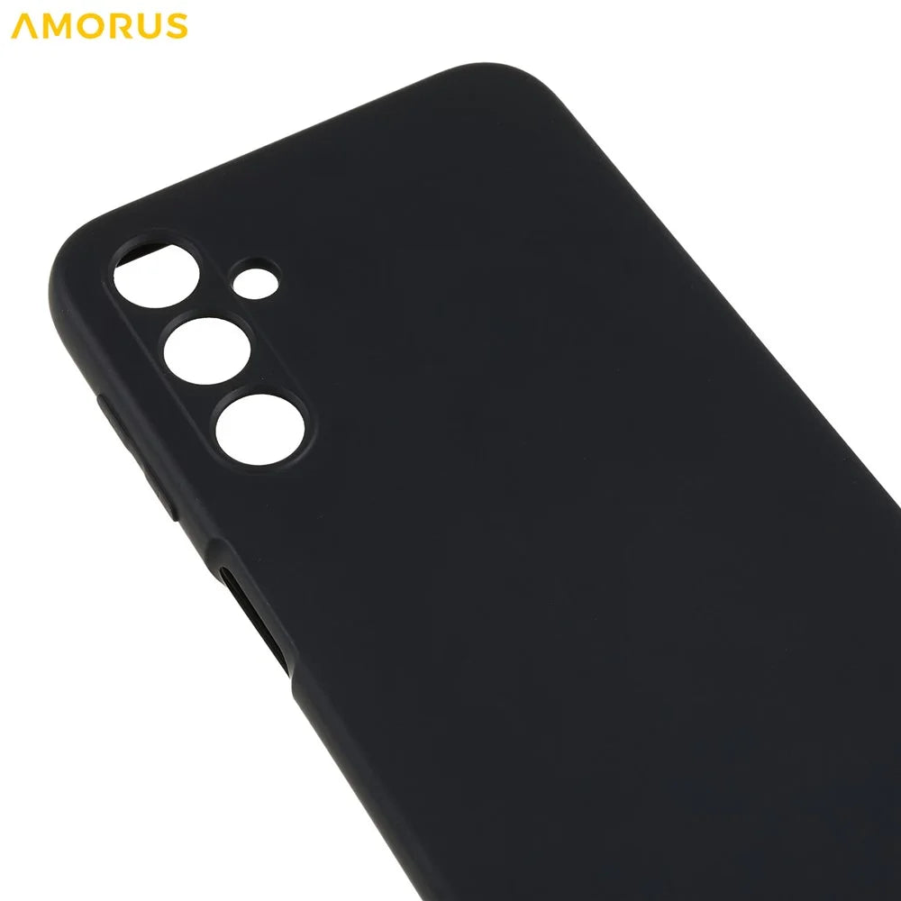 AMORUS For Samsung Galaxy A24 4G (162.1mm) Case Precise Cutouts TPU Fiber Lining Shockproof Phone Cover - Black - 5