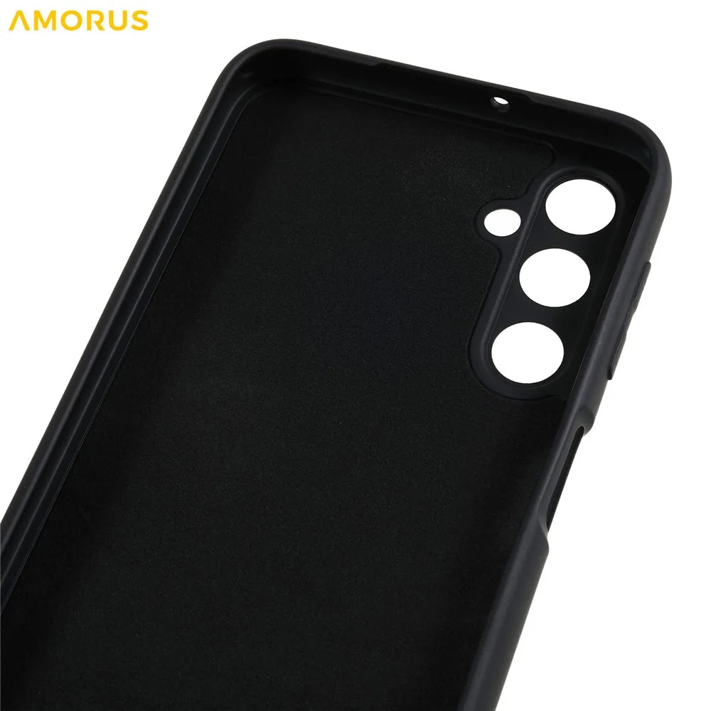 AMORUS For Samsung Galaxy A24 4G (162.1mm) Case Precise Cutouts TPU Fiber Lining Shockproof Phone Cover - Black - 7