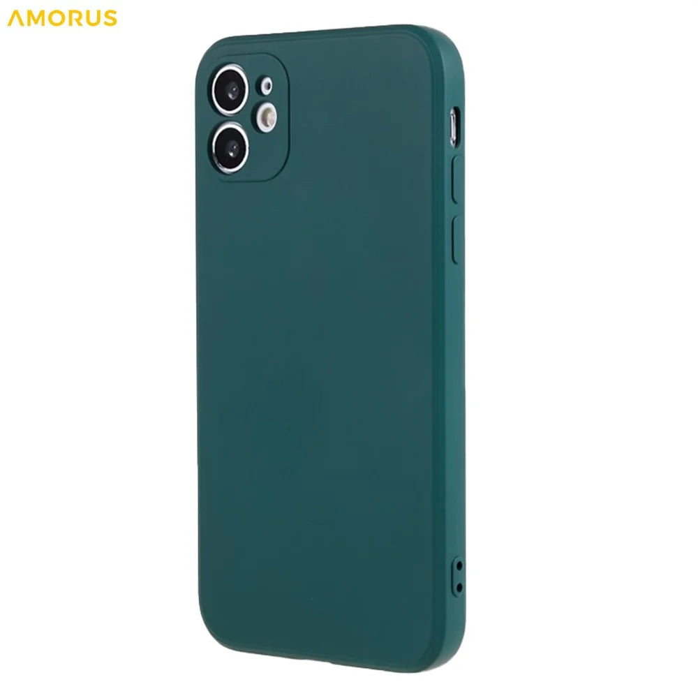 AMORUS For iPhone 11 Case Precise Cutouts TPU Fiber Lining Shockproof Phone Cover - Army Green - 3
