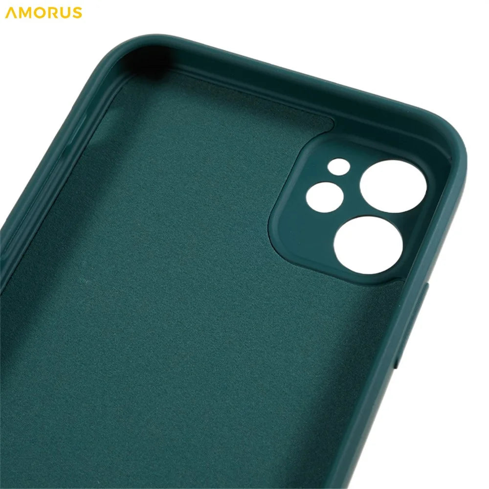 AMORUS For iPhone 11 Case Precise Cutouts TPU Fiber Lining Shockproof Phone Cover - Army Green - 5