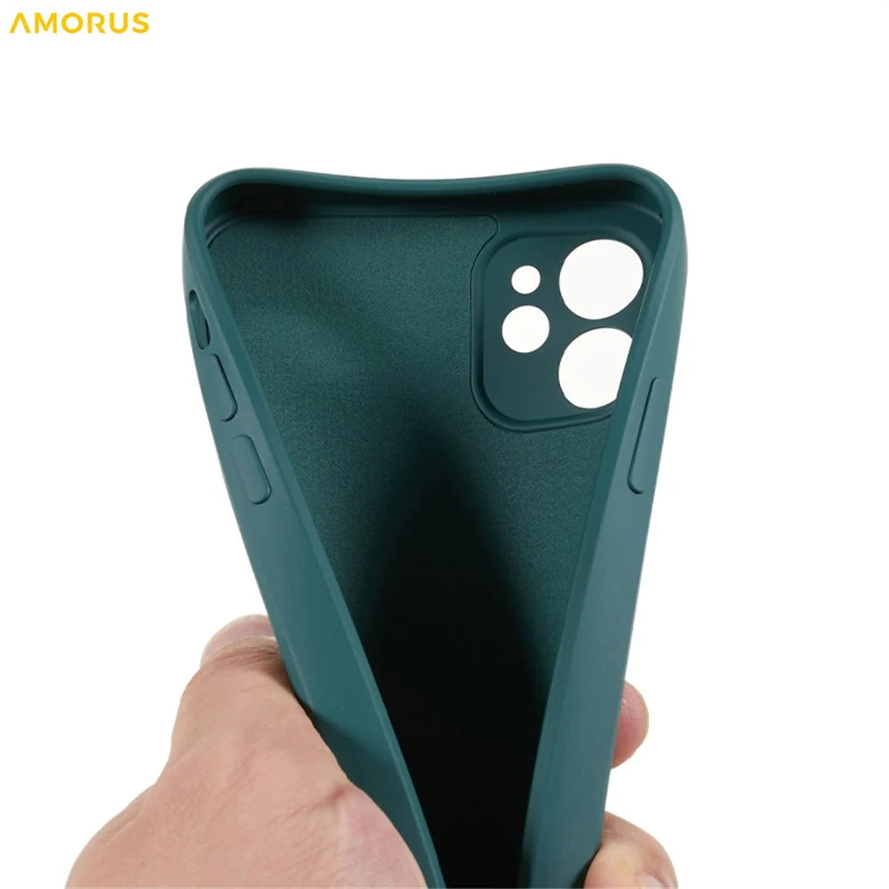 AMORUS For iPhone 11 Case Precise Cutouts TPU Fiber Lining Shockproof Phone Cover - Army Green - 6