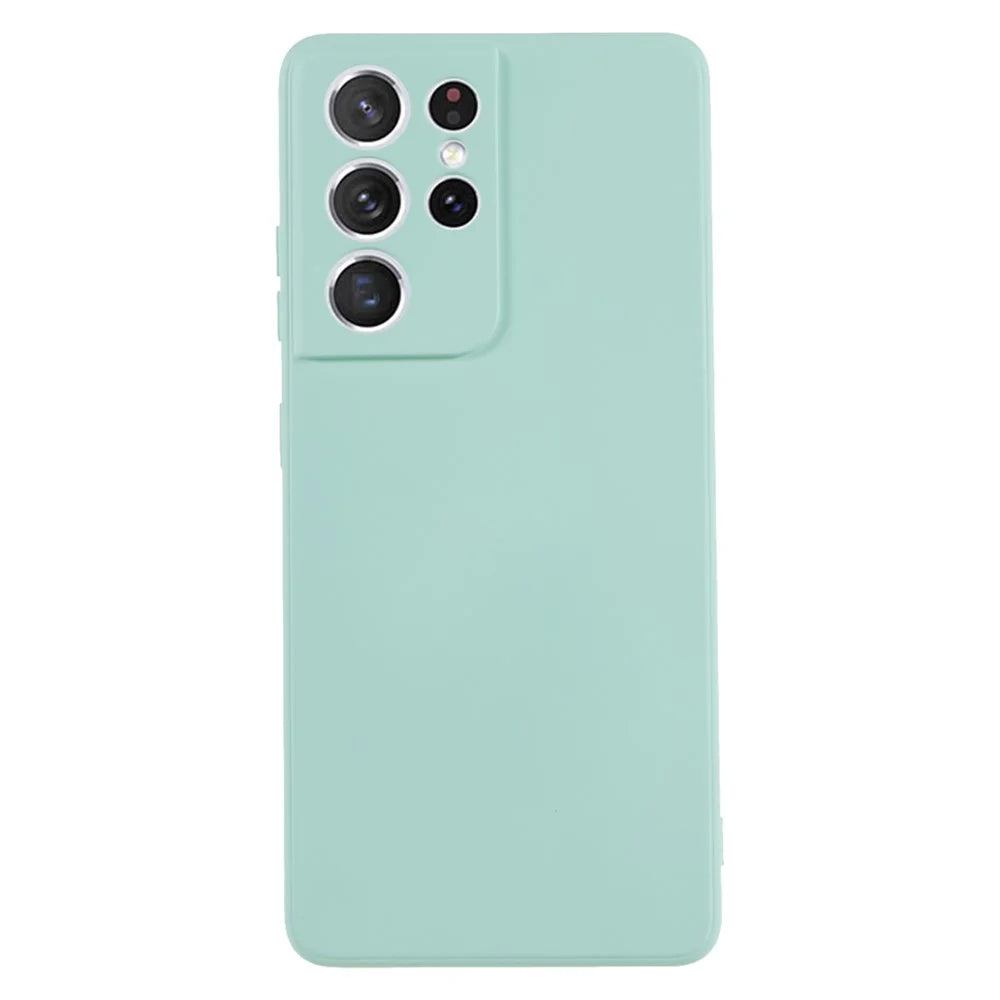 AMORUS For Samsung Galaxy S21 Ultra 5G Case Precise Cutouts TPU Fiber Lining Shockproof Phone Cover - Baby Blue - 1