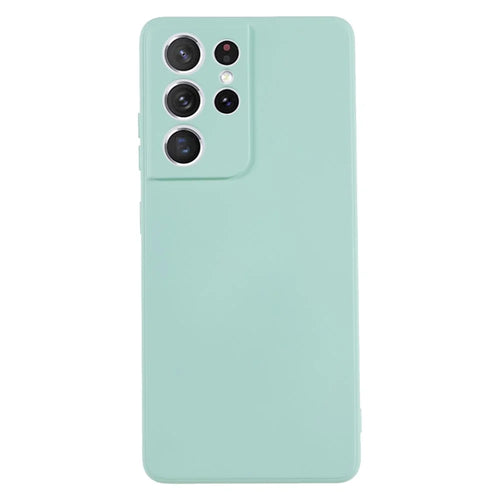 AMORUS For Samsung Galaxy S21 Ultra 5G Case Precise Cutouts TPU Fiber Lining Shockproof Phone Cover - Baby Blue - 1