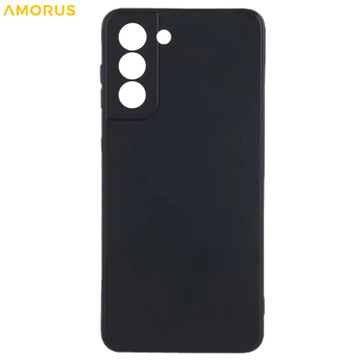 AMORUS For Samsung Galaxy S21+ 5G Case Precise Cutouts TPU Fiber Lining Shockproof Phone Cover - Black - 2