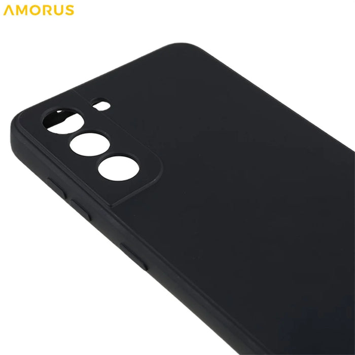 AMORUS For Samsung Galaxy S21+ 5G Case Precise Cutouts TPU Fiber Lining Shockproof Phone Cover - Black - 5