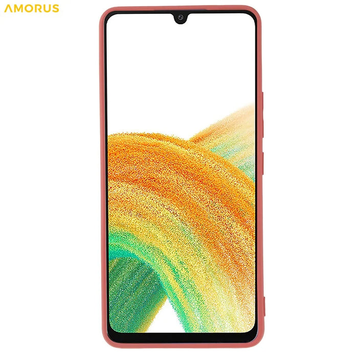 AMORUS For Samsung Galaxy A33 5G Case Precise Cutouts TPU Fiber Lining Shockproof Phone Cover - Hawthorn Red - 3