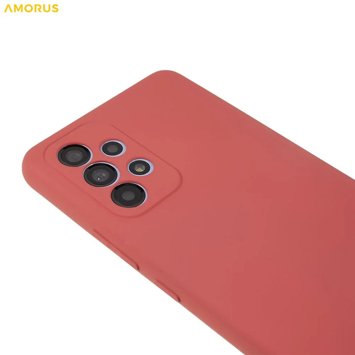 AMORUS For Samsung Galaxy A33 5G Case Precise Cutouts TPU Fiber Lining Shockproof Phone Cover - Hawthorn Red - 4