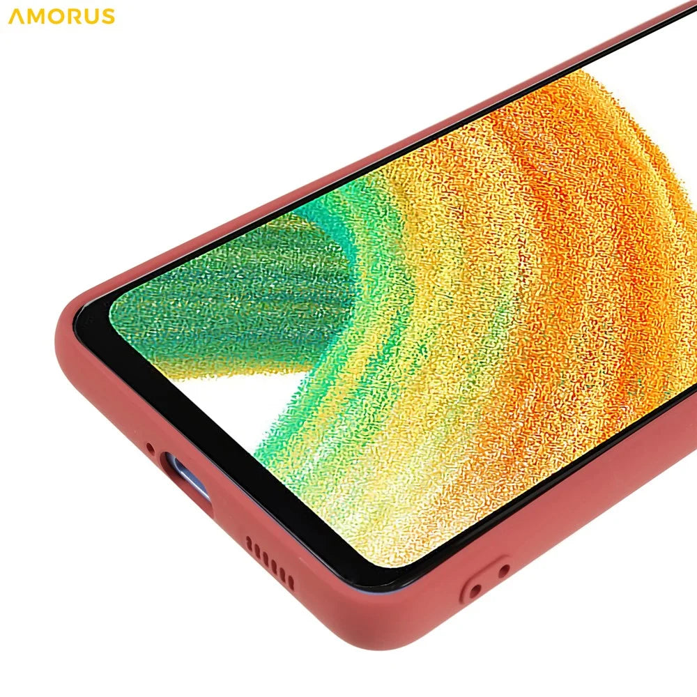 AMORUS For Samsung Galaxy A33 5G Case Precise Cutouts TPU Fiber Lining Shockproof Phone Cover - Hawthorn Red - 7