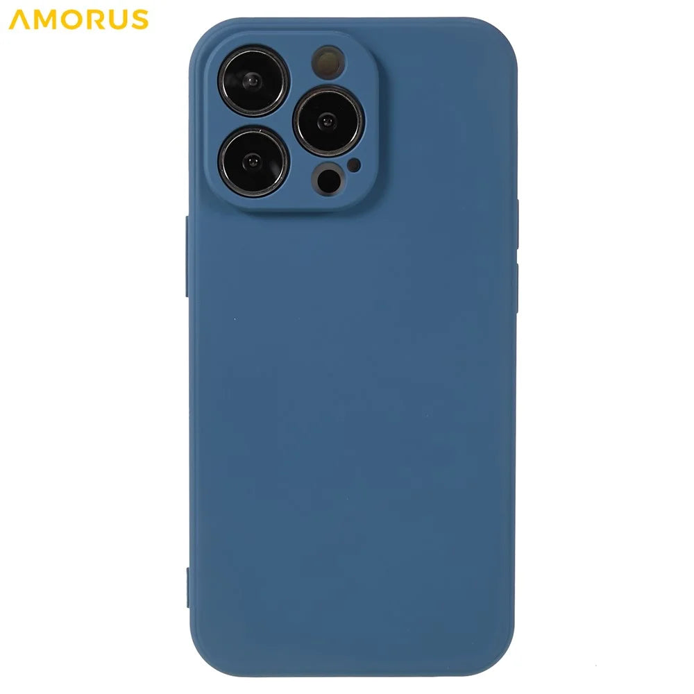 AMORUS For iPhone 13 Pro Max Case Precise Cutouts TPU Fiber Lining Shockproof Phone Cover - Sapphire - 2