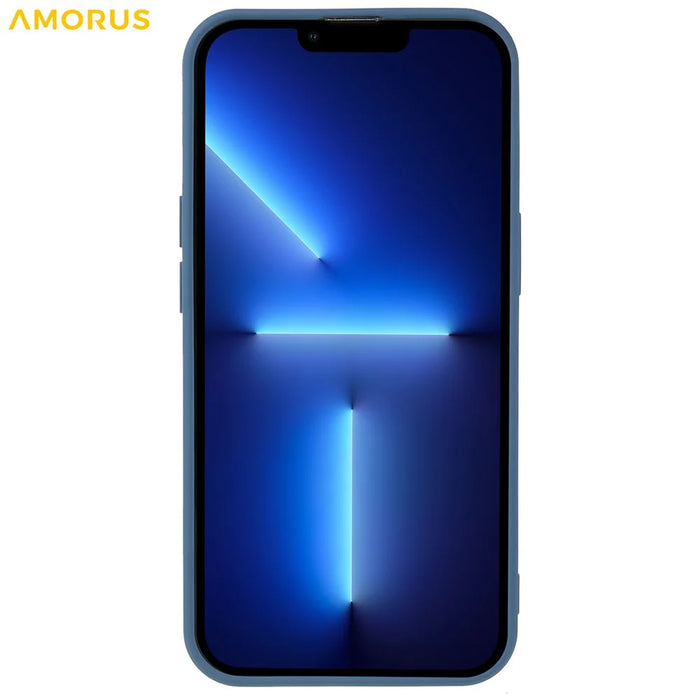 AMORUS For iPhone 13 Pro Max Case Precise Cutouts TPU Fiber Lining Shockproof Phone Cover - Sapphire - 3