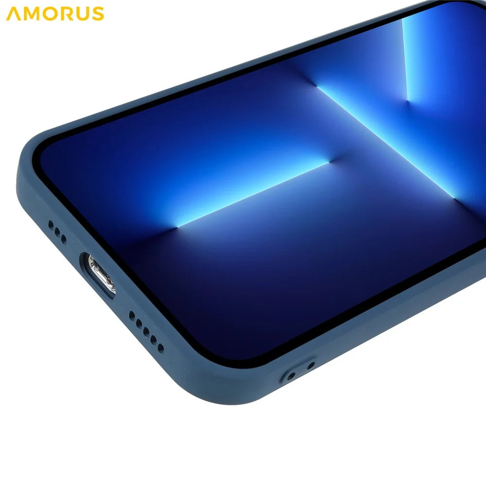 AMORUS For iPhone 13 Pro Max Case Precise Cutouts TPU Fiber Lining Shockproof Phone Cover - Sapphire - 7