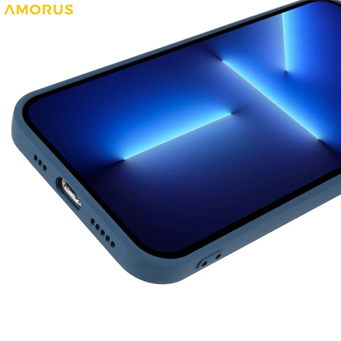AMORUS For iPhone 13 Pro Max Case Precise Cutouts TPU Fiber Lining Shockproof Phone Cover - Sapphire - 7