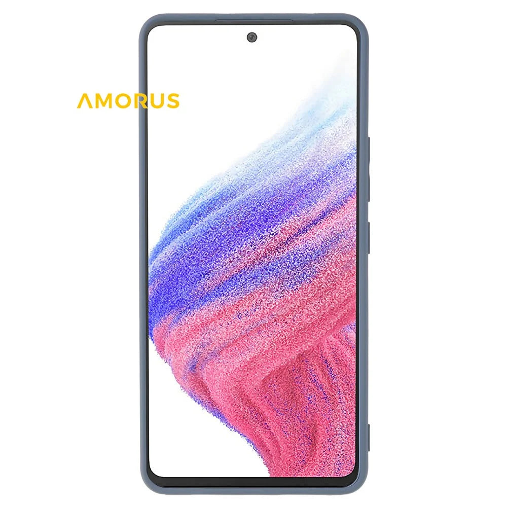 AMORUS For Samsung Galaxy A53 5G Case Precise Cutouts TPU Fiber Lining Shockproof Phone Cover - Lavender Grey - 3