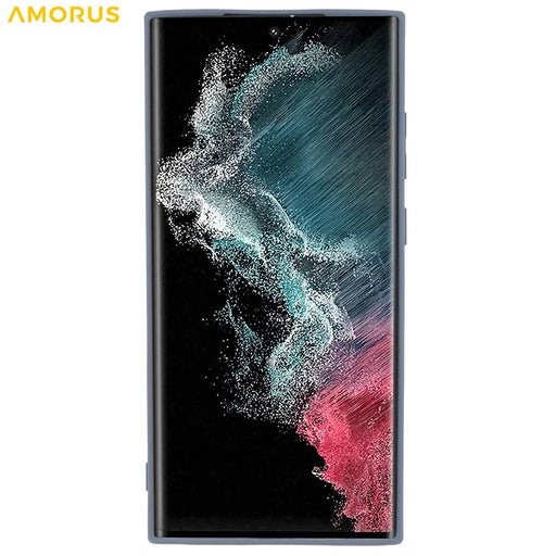 AMORUS For Samsung Galaxy S22 Ultra 5G Case Precise Cutouts TPU Fiber Lining Shockproof Phone Cover - Lavender Grey - 2