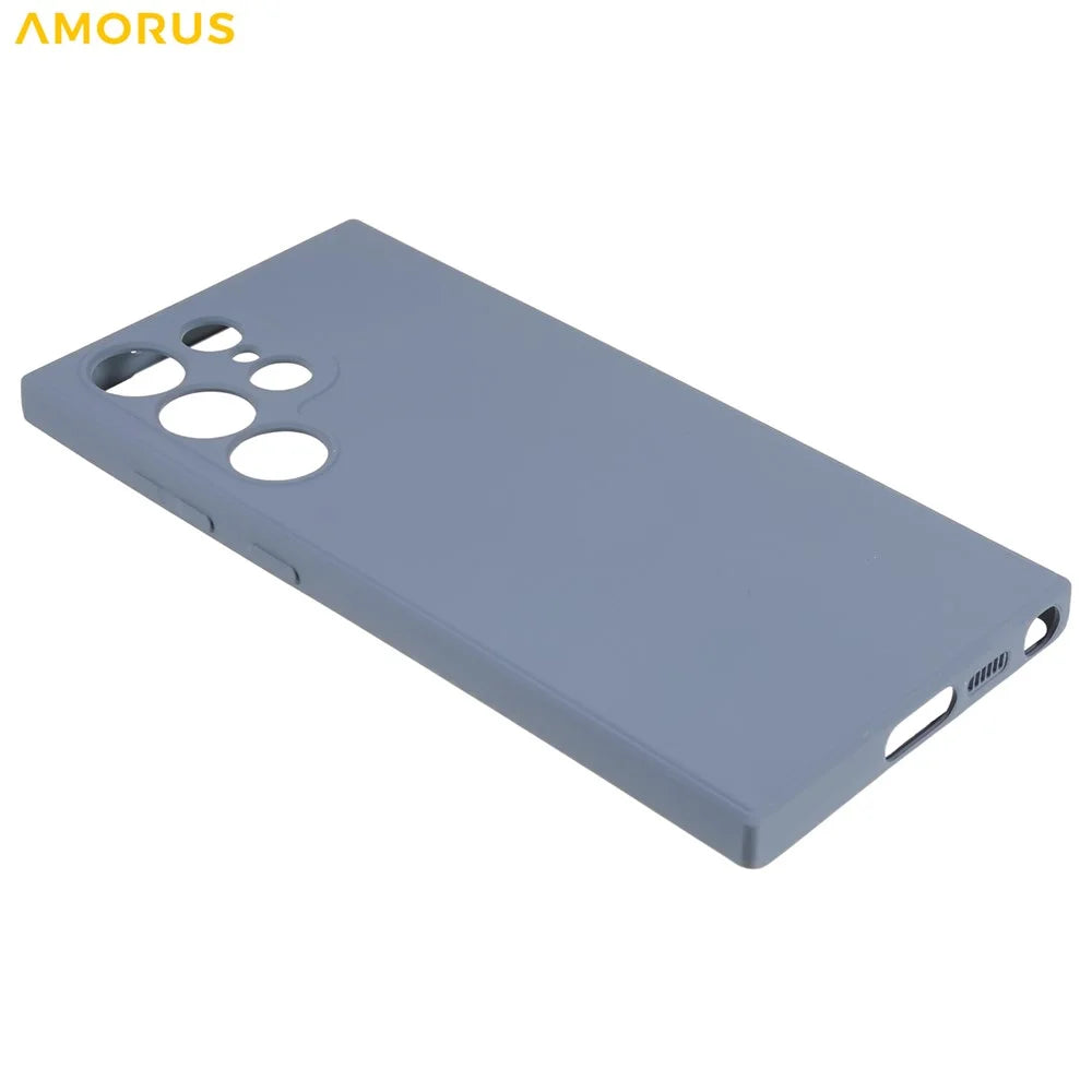 AMORUS For Samsung Galaxy S22 Ultra 5G Case Precise Cutouts TPU Fiber Lining Shockproof Phone Cover - Lavender Grey - 3