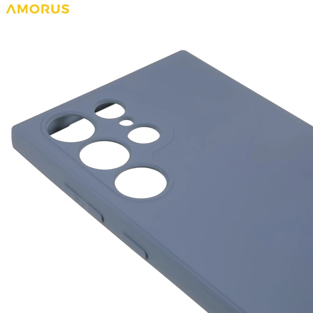 AMORUS For Samsung Galaxy S22 Ultra 5G Case Precise Cutouts TPU Fiber Lining Shockproof Phone Cover - Lavender Grey - 6