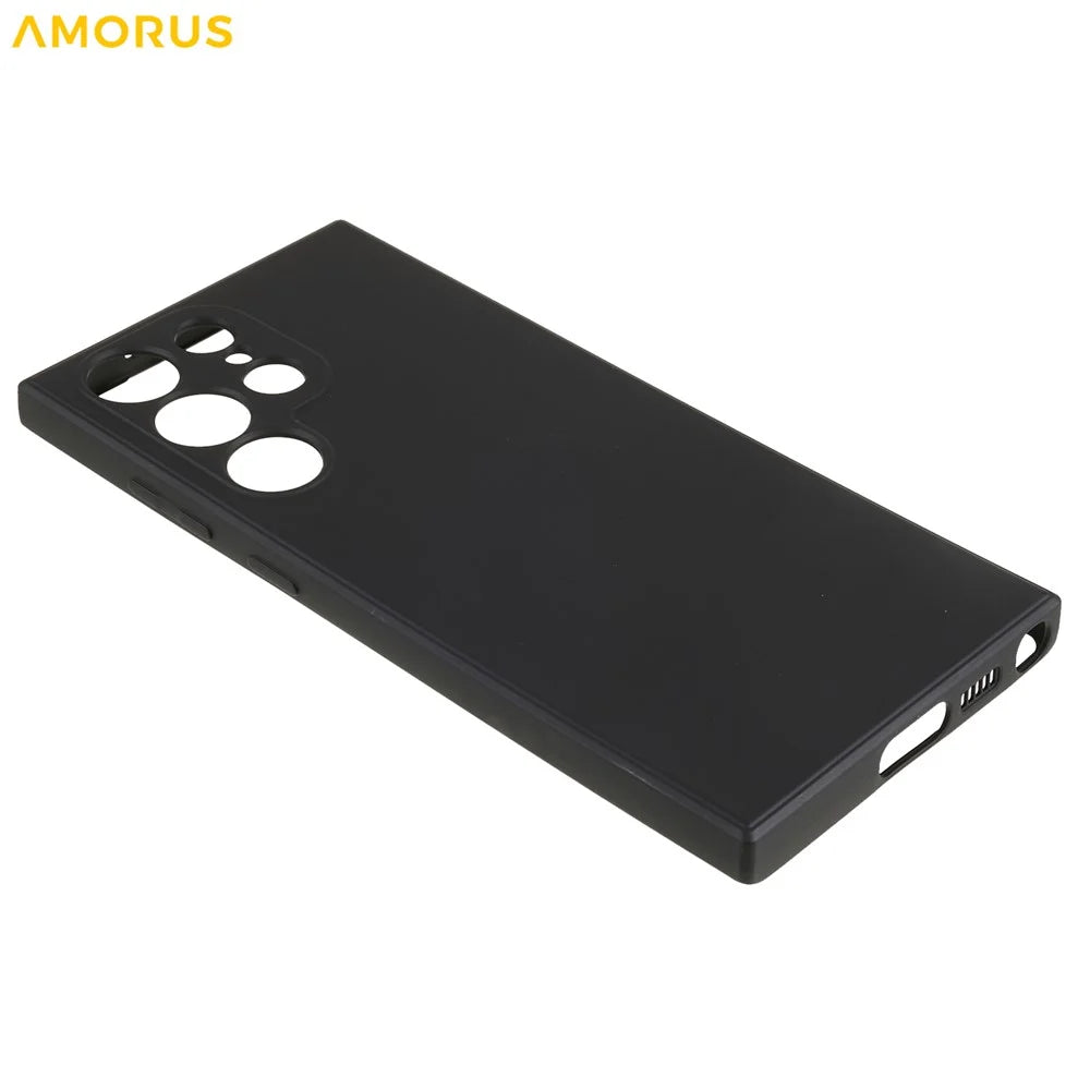 AMORUS For Samsung Galaxy S23 Ultra Case Precise Cutouts TPU Fiber Lining Shockproof Phone Cover - Black - 3
