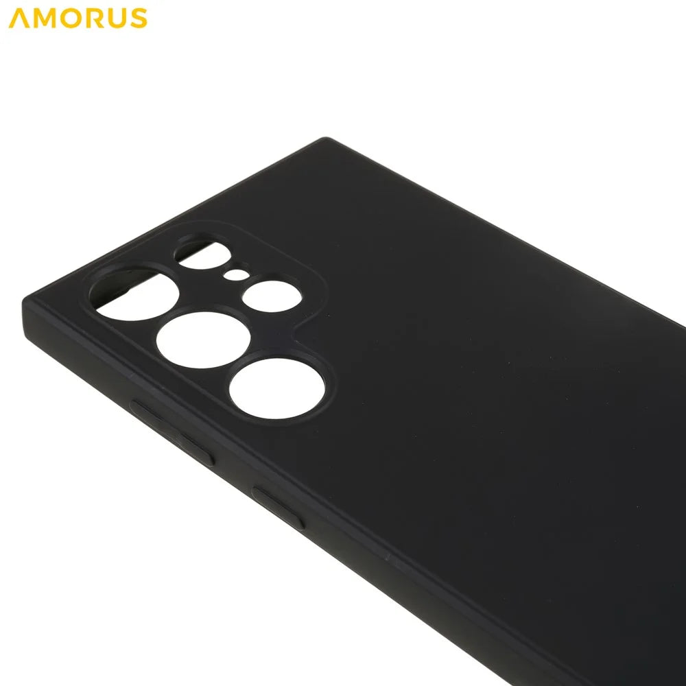 AMORUS For Samsung Galaxy S23 Ultra Case Precise Cutouts TPU Fiber Lining Shockproof Phone Cover - Black - 6