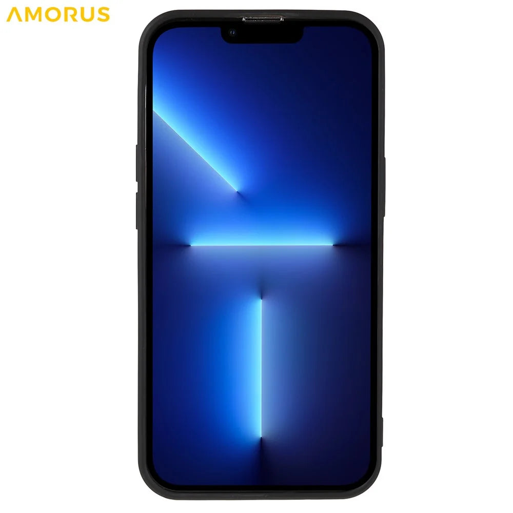 AMORUS For iPhone 13 Pro Case Precise Cutouts TPU Fiber Lining Shockproof Phone Cover - Black - 2