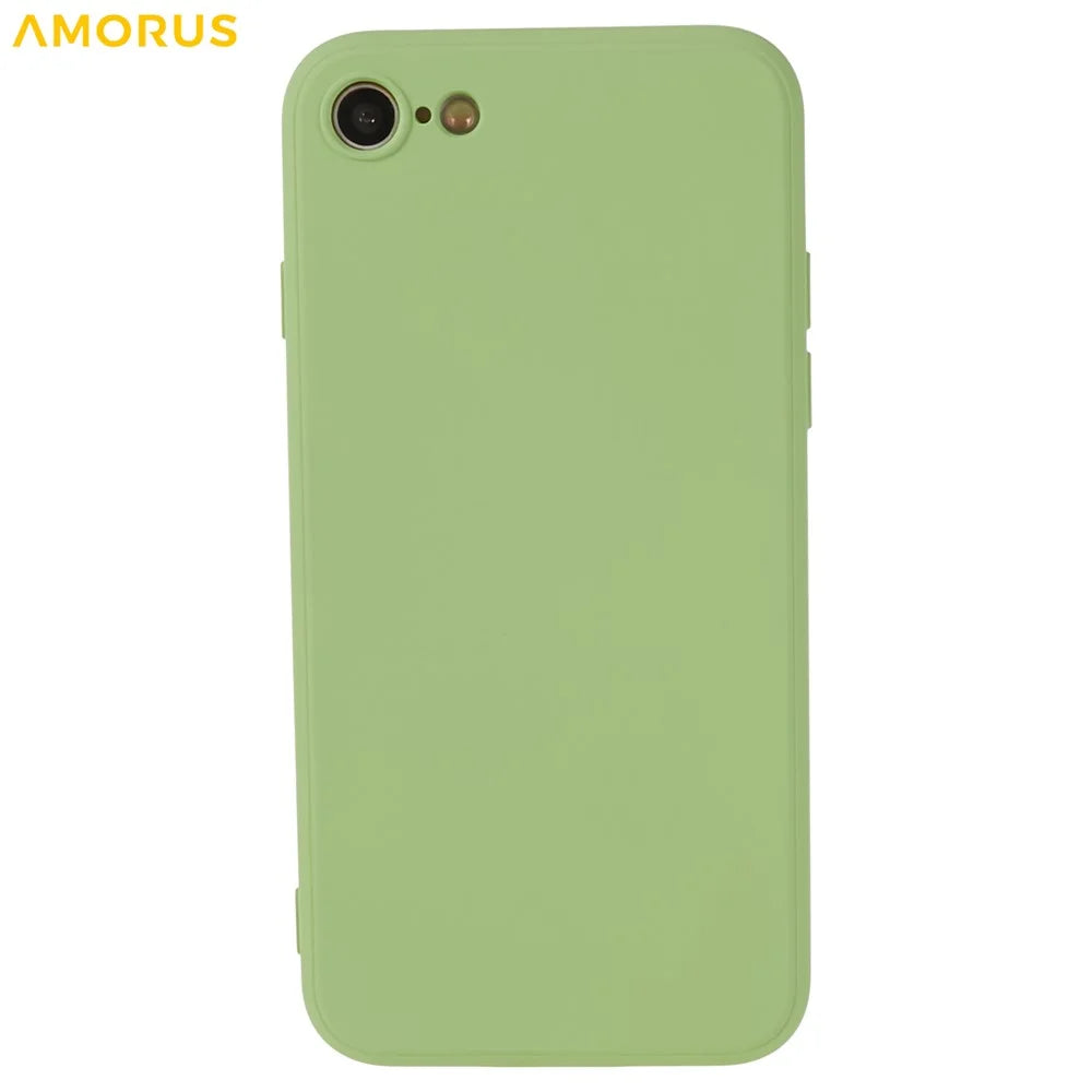 AMORUS TPU Case for iPhone SE (2022) / (2020) / 8 / 7 Precise Cutouts Fiber Lining Shockproof Phone Cover - Green - 3