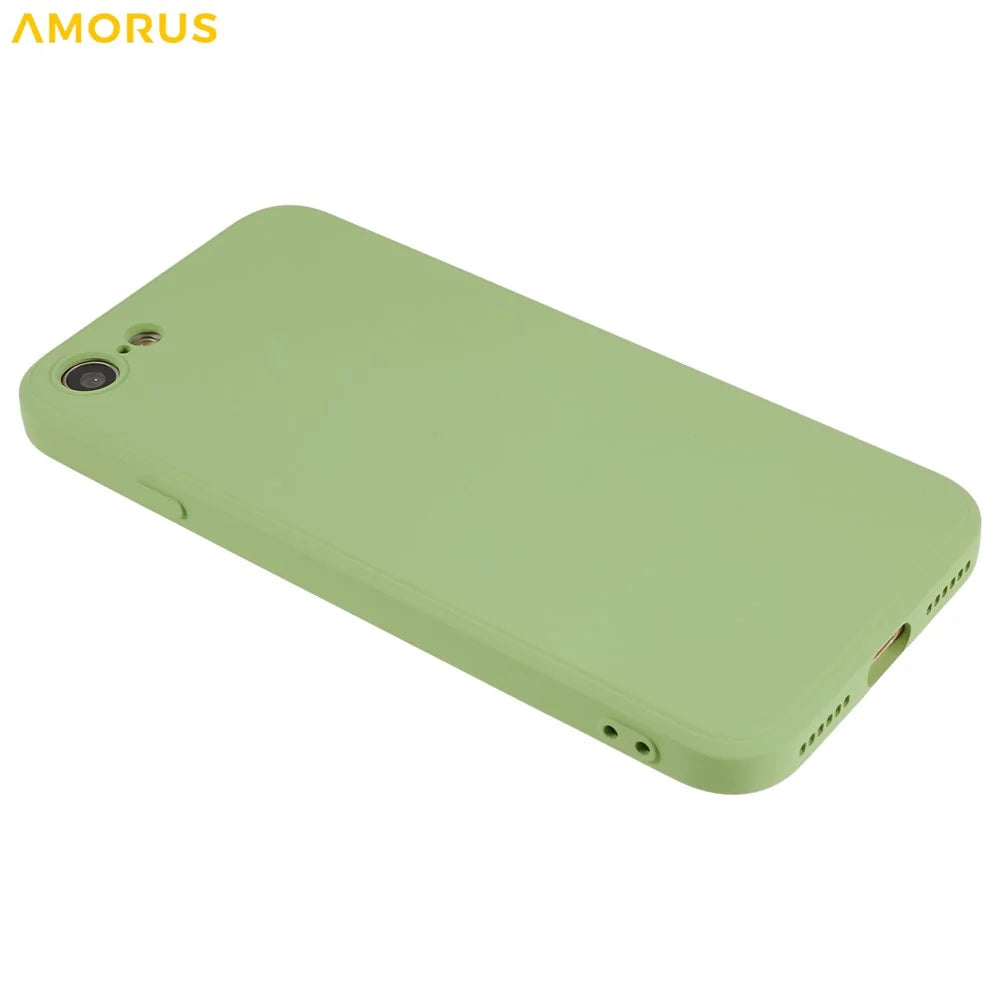 AMORUS TPU Case for iPhone SE (2022) / (2020) / 8 / 7 Precise Cutouts Fiber Lining Shockproof Phone Cover - Green - 4