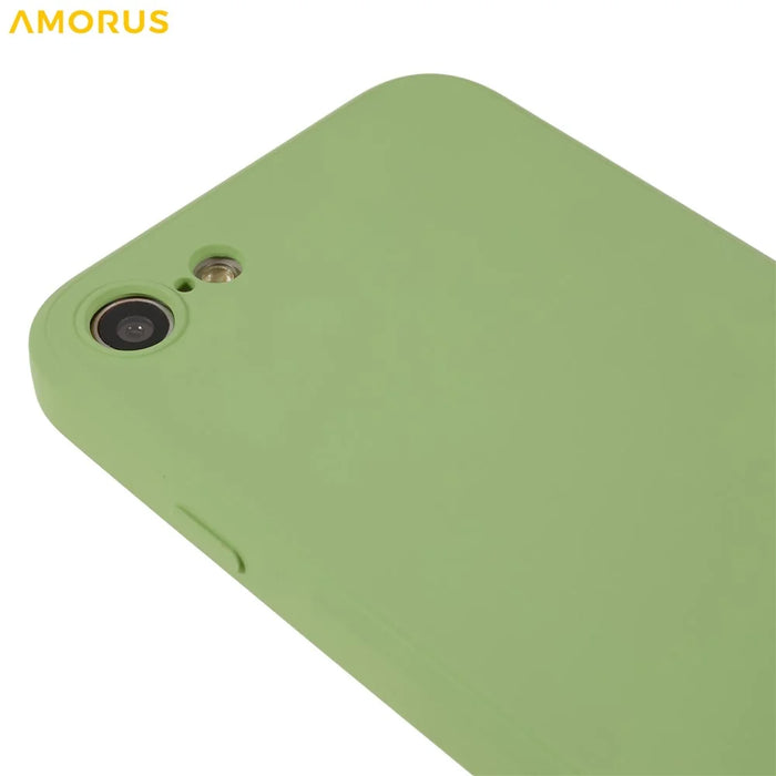 AMORUS TPU Case for iPhone SE (2022) / (2020) / 8 / 7 Precise Cutouts Fiber Lining Shockproof Phone Cover - Green - 6