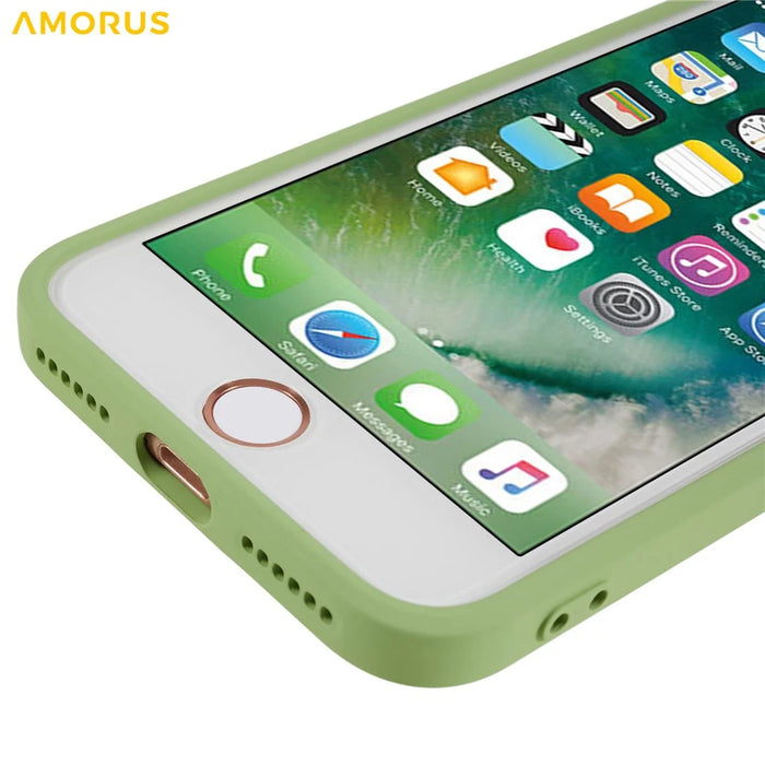 AMORUS TPU Case for iPhone SE (2022) / (2020) / 8 / 7 Precise Cutouts Fiber Lining Shockproof Phone Cover - Green - 7