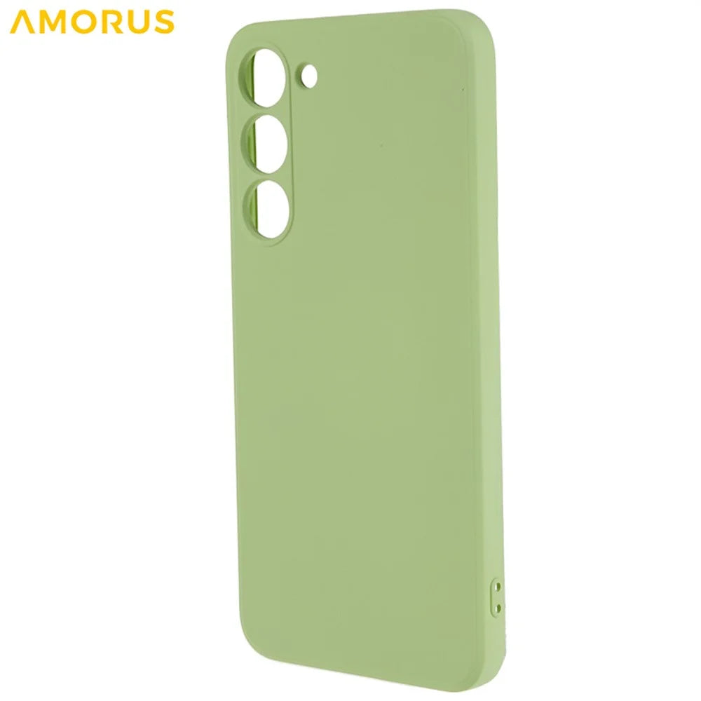 AMORUS For Samsung Galaxy S23 Case Precise Cutouts TPU Fiber Lining Shockproof Phone Cover - Matcha Green - 3
