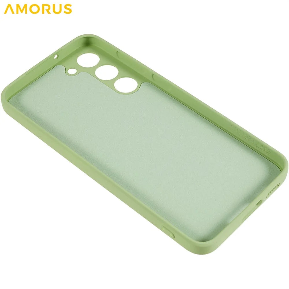 AMORUS For Samsung Galaxy S23 Case Precise Cutouts TPU Fiber Lining Shockproof Phone Cover - Matcha Green - 4