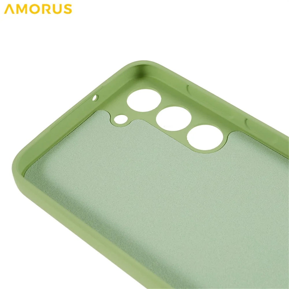 AMORUS For Samsung Galaxy S23 Case Precise Cutouts TPU Fiber Lining Shockproof Phone Cover - Matcha Green - 5